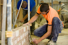 students bricklaying