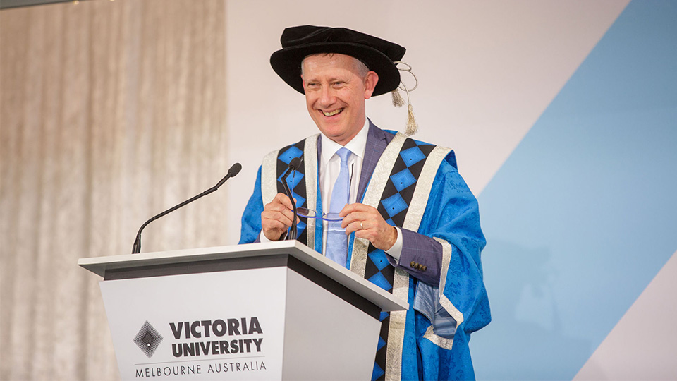   The Vice-Chancellor giving a speech at graduations