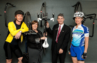 Marsha Thompson, Rob Brown with cyclists