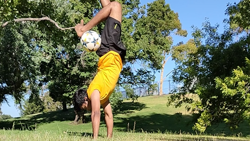  Devraj Singh practising freestyle football