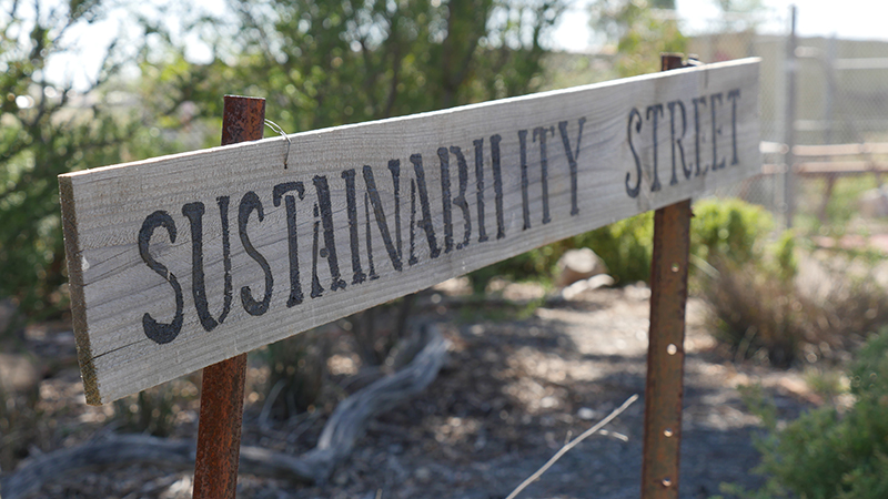 School garden sign 'Sustainability street'