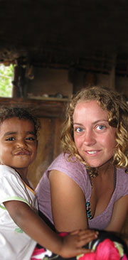Image of Miranda meeting a Fijian child