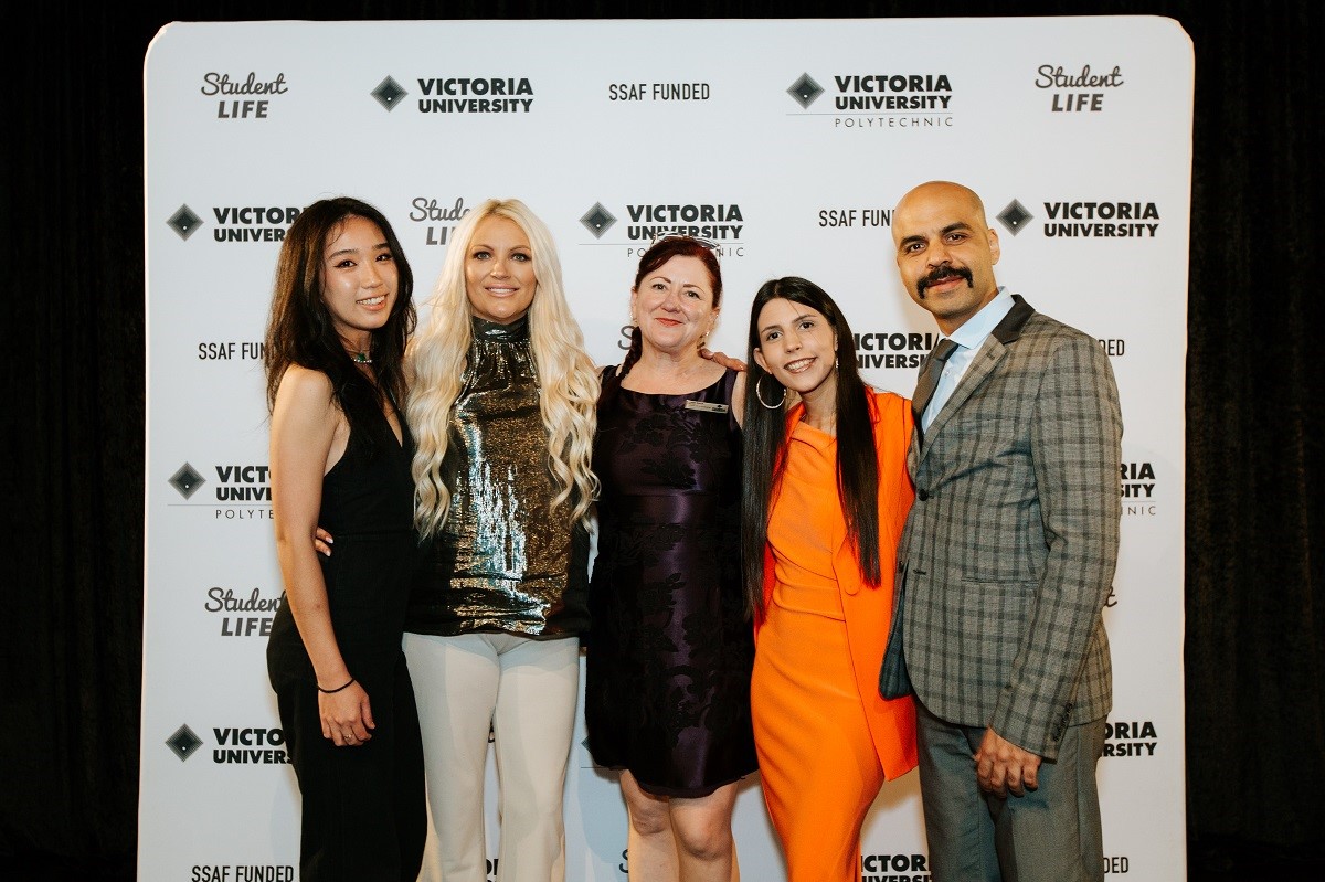  five students posing for the camera at the student leadership awards 2022