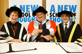 Lindsay Fox with the Vice-Chancellor and Chancellor