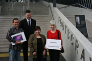 Anthony Balla, Victorian Planning Minister Justin Madden, Member for Footscray Marsha Thomson and Christine Newman