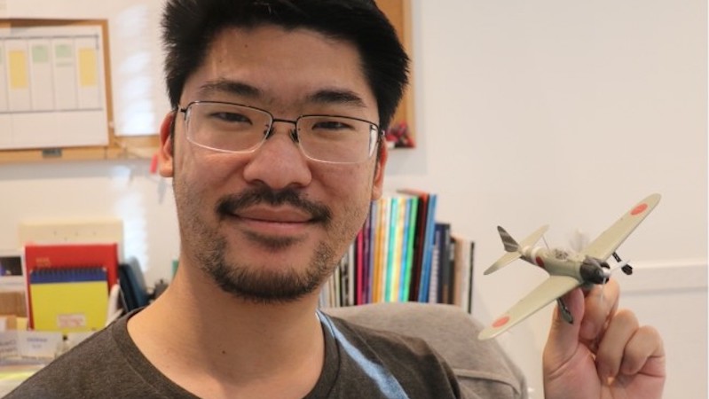  Nardo Wai with a model aeroplane