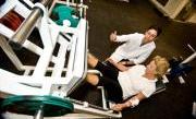 Researcher and test subject in fitness testing lab