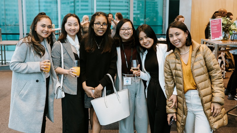  students networking at the 2022 Student Leadership Conference