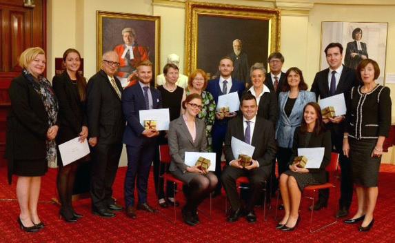 Lidia Xynas, Acting Dean from the College of Law and Justice (far left), attends the ceremony and accepts the award on Sarah’s behalf