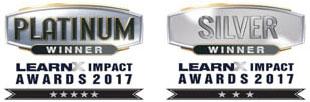  Learn X Impact platinum and silver award logos