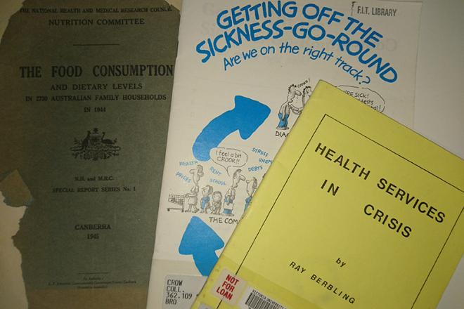pamphlets on display, including health services reports