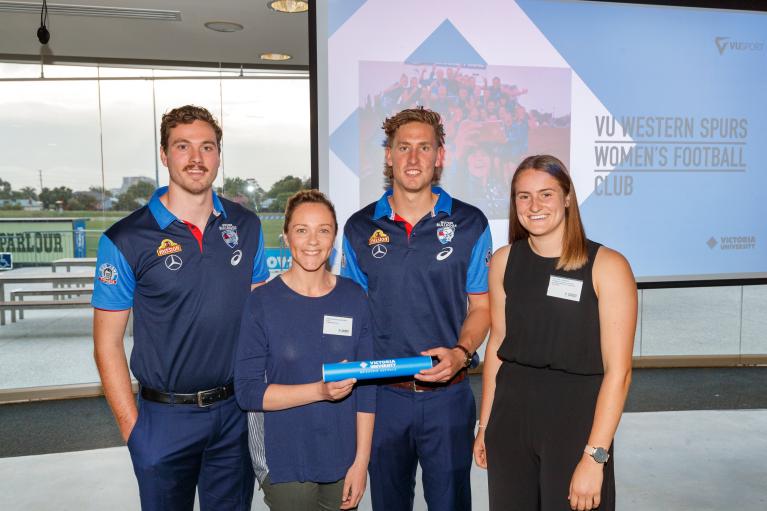  Western Bulldogs students presenting Sport Club of the Year