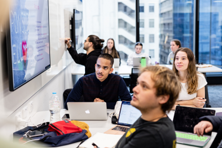  Students in class at VU City Tower