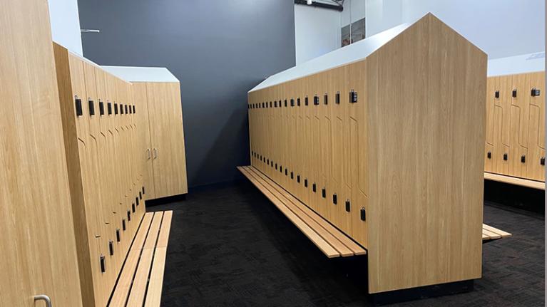 Footscray Park bike hub new wooden lockers