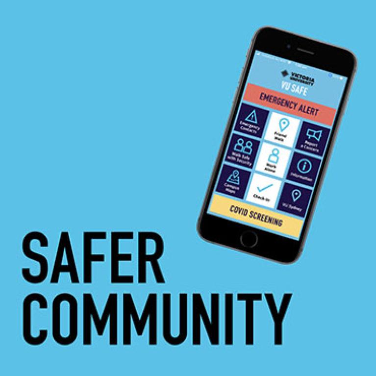  Text overlay reads: Safer Community