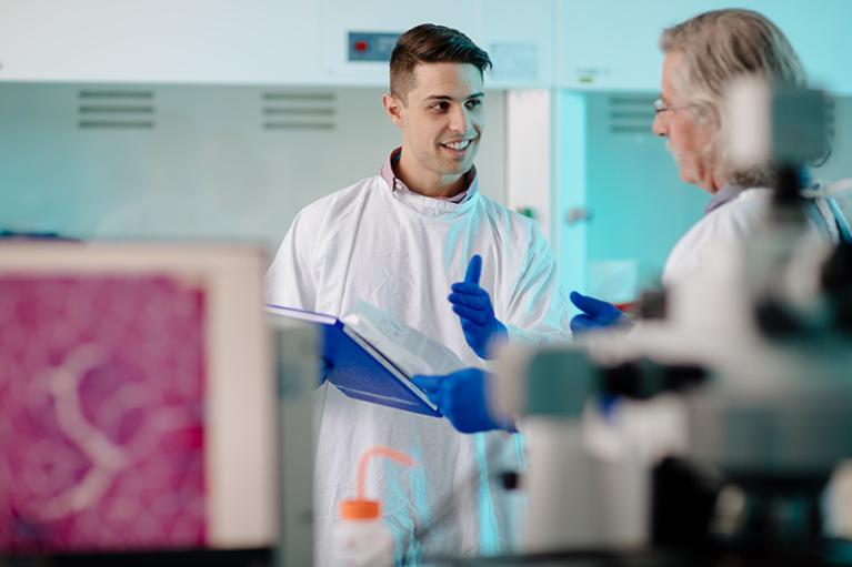 Bachelor of Science student researching cancer treatment at Sunshine Hospital.