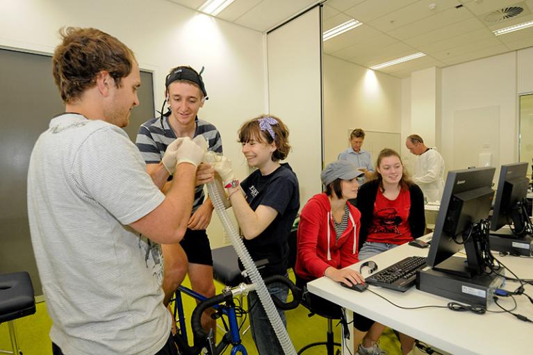 Exercise science researchers in a lab at the Footscray Park ISEAL facility