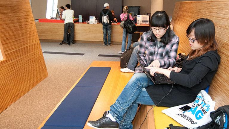 Students inside the Footscray Park learning commons