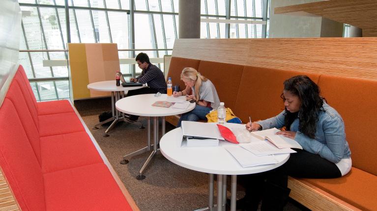 Students studying at Footscray Park Library Learning Commons