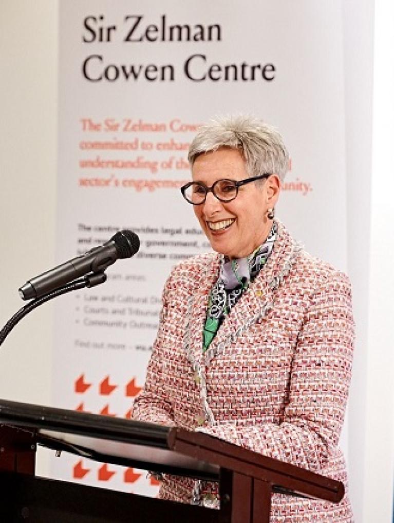 Her Excellency the Honourable Linda Dessau AC, Governor of Victoria, presents at Cowen Centre event.  