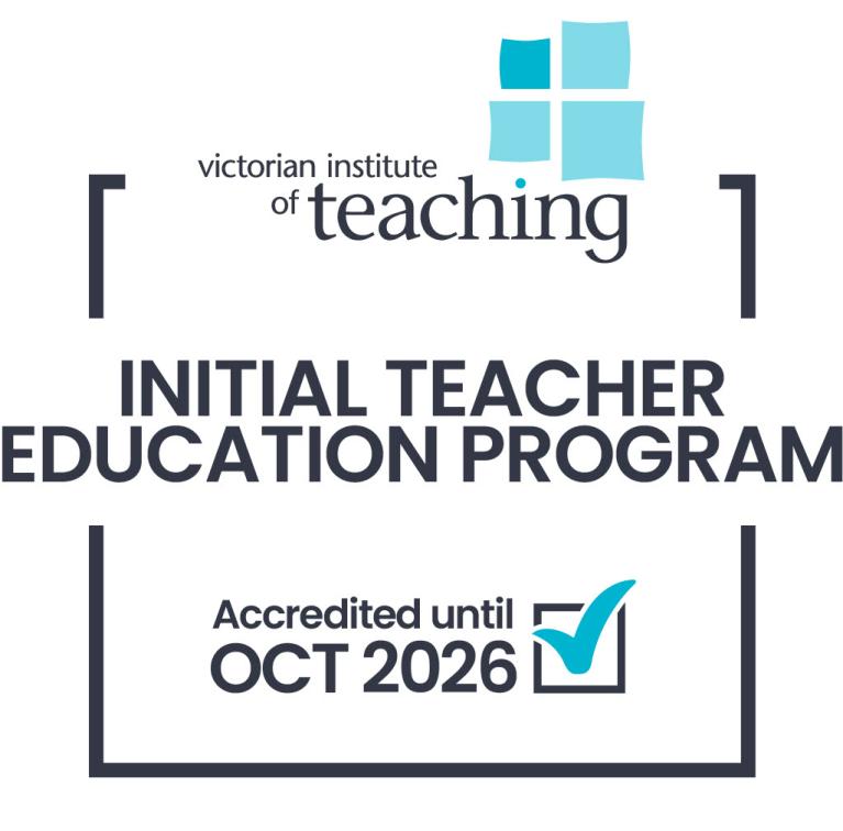 Victorian institute of teaching logo, inital teacher education program, accredited until October 2026
