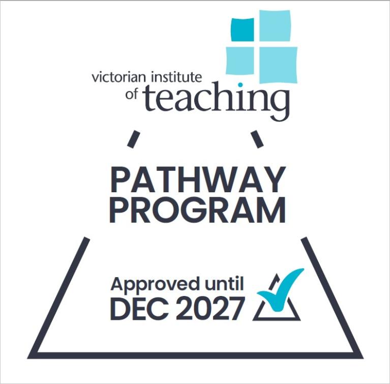Victorian institute of teaching logo, pathway program, approved until Dec 2027