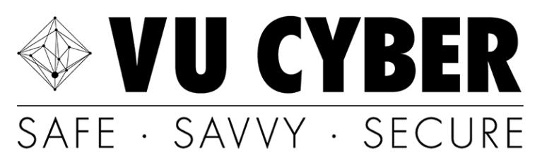 VU Cyber logo - safe, savvy, secure