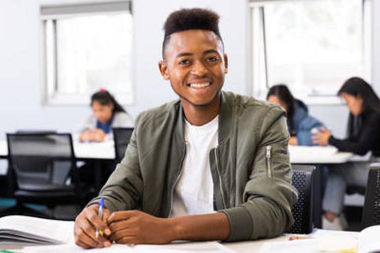 A student in a classroom
