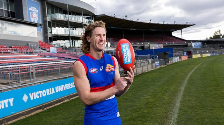  Western Bulldogs player Aaron Naughton at Whitten Oval.
