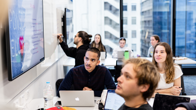  Students in class at VU City Tower
