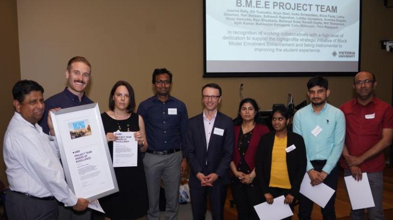 Some of the team behind the BMEE project Project team with their awards