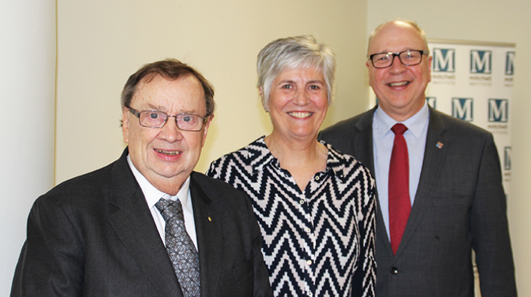 Harold Mitchell AC, Dr Sara Glover and Professor Peter Dawkins
