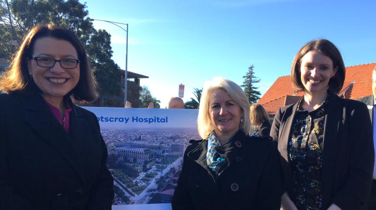 Health Minister Jenny Mikakos, Acting Vice Chancellor Marcia Devlin, Footscray MP Katie Hall Health Minister Jenny Mikakos, Acting VC Marcia Devlin, Footscray MP Katie Hall