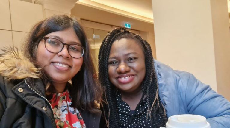Dr Ruwangi Fernando (L) with Dr Morley Muse (R) Dr Ruwangi Fernando (L) with Dr Morley Muse (R) drinking coffee