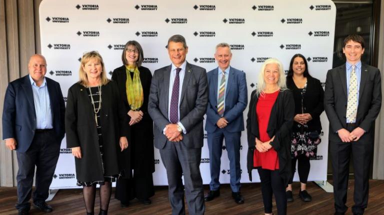 Group shot of VIPs at announcement
