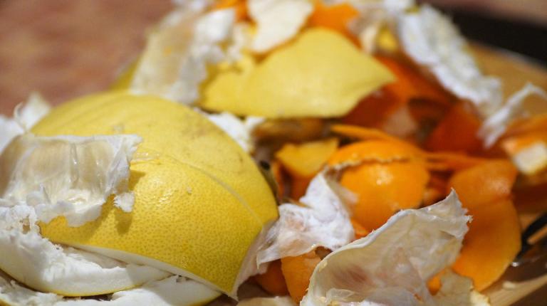 Food waste, mainly citrus peelings