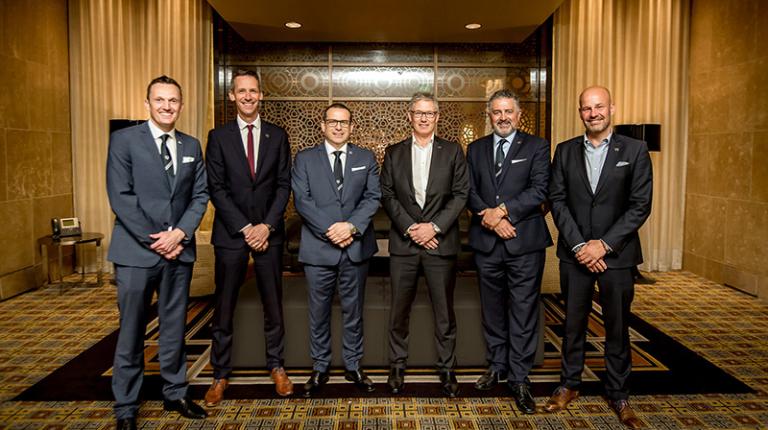 Trent Jacobs, MVFC CEO; Steve Berridge, VU; Anthony Di Pietro, MVFC Chairman; Andrew Stewart, VU; Temlo Languiller, VU; Hans Westerbeek, VU