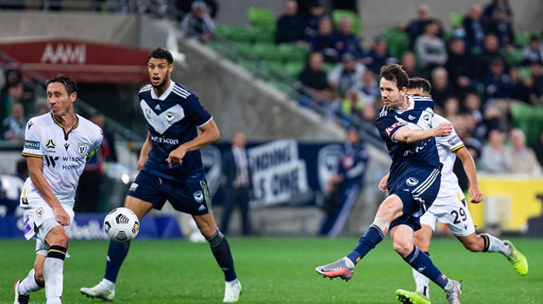 MVFC forward Robbie Kruse (right) in action.