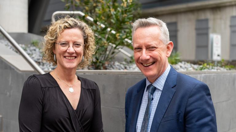 Our Watch CEO Ms Patty Kinnersly with VU’s Vice-Chancellor Professor Adam Shoemaker
