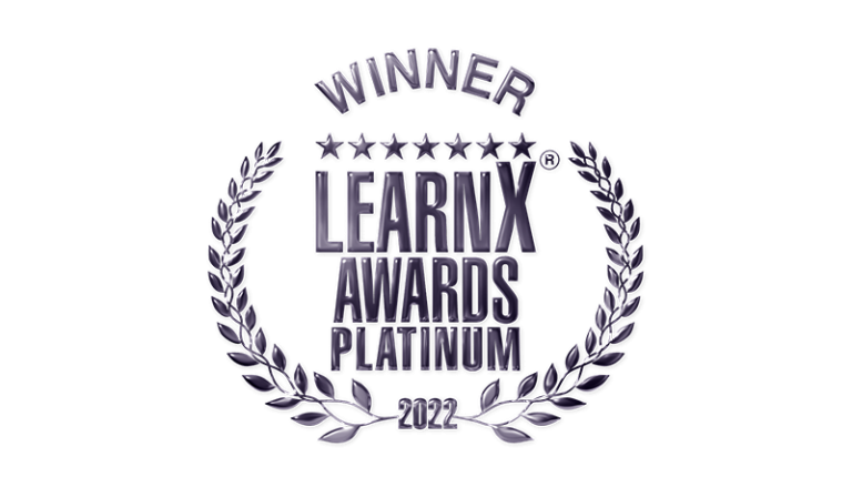Award logo: Winner LearnX Awards Platinum 2022 (with silver wreath)
