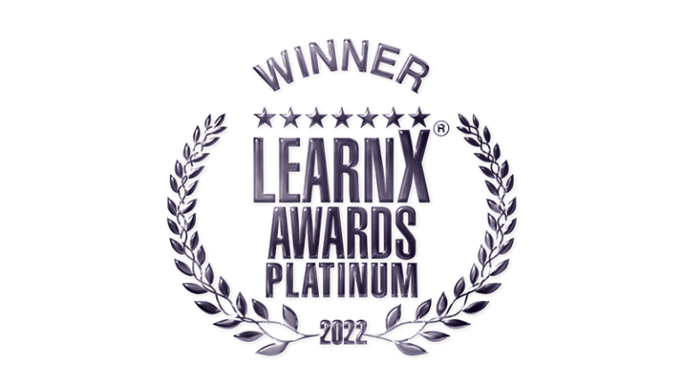 The VU Online team won Best Online Learning Model for the third consecutive year Award logo: Winner LearnX Awards Platinum 2022 (with silver wreath)