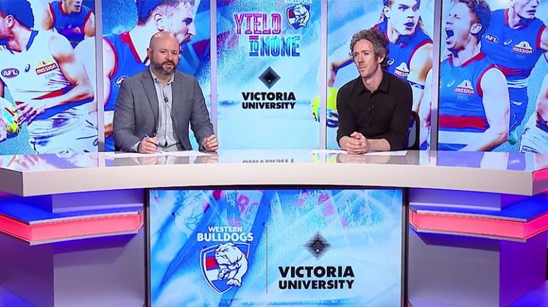 Sam Hargreaves and Bob Murphy discussing the VU Data Lab findings on the Finals Countdown