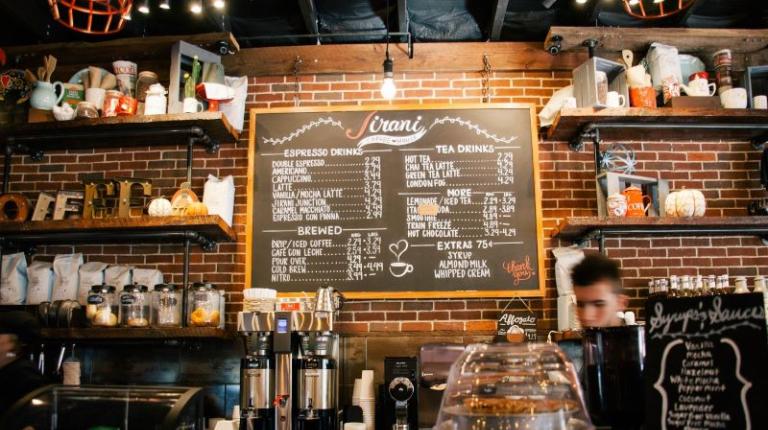Small cafe with cofee machines