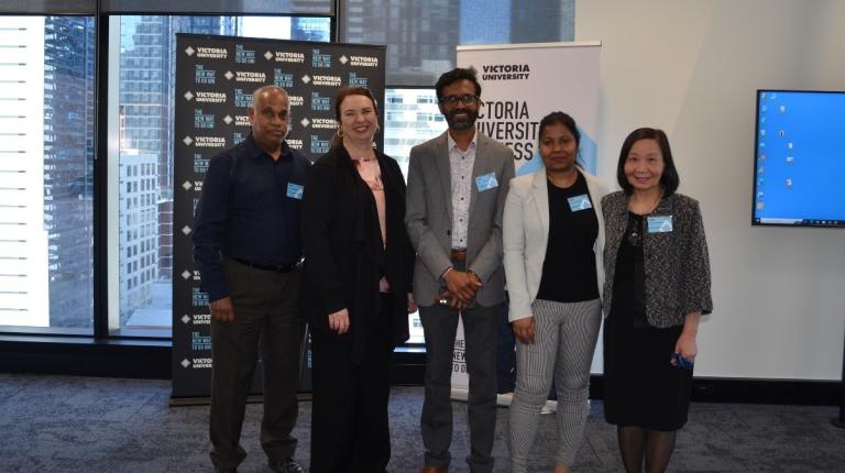 Convenors and speakers pose together at the VUBS HDR Symposium 2022