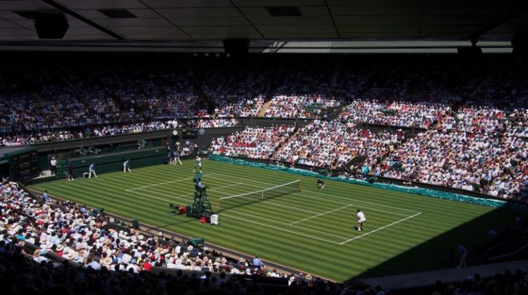 Tennis tournament with crowd