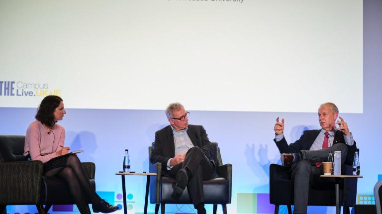 Panel members in discussion at the Times Higher Education Campus Live conference.