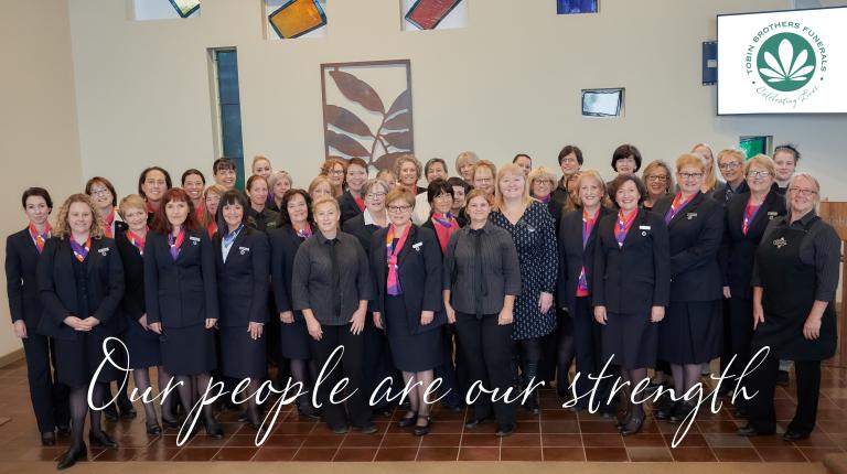 Tobin Brothers and VU begin a new, three year partnership Staff of Tobin's with 'Our people are our strength' in text
