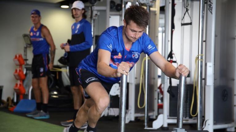 Image of Western Bulldogs player on strength equipment