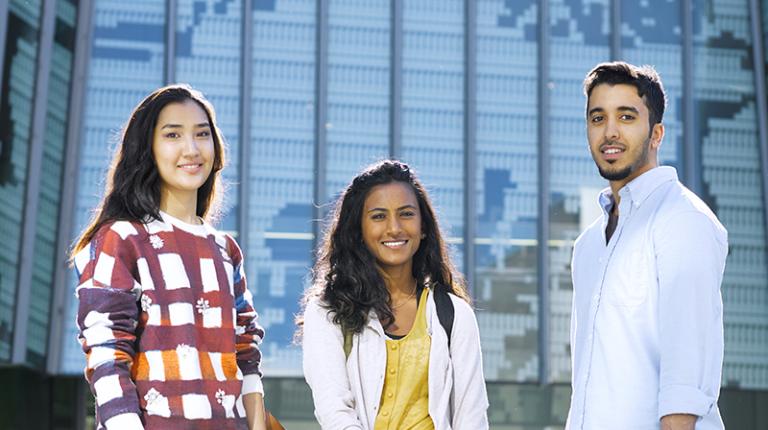 Victoria University international students at VU's Footscray Park campus.