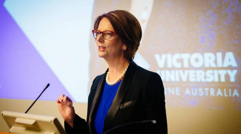 The Hon. Julia Gillard presenting at the Michael Kirby Oration